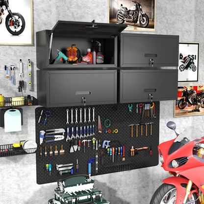 Wall Mounted Metal Storage Cabinet (Black / H13.58" - Flip-up Door)