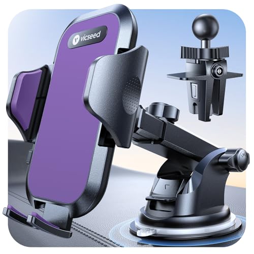 Stable Car Phone Holder [Upgraded Strongest Suction (Purple)