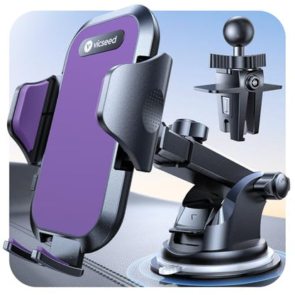 Stable Car Phone Holder [Upgraded Strongest Suction (Purple)