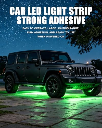 12V Led Light Strip for Car Motorcycle Golf Cart 12.5In Green 4Pack (Green Led Strip)
