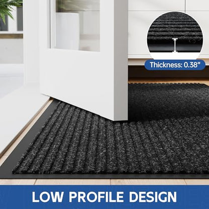 Front Door Mat (2' x 6' (Rectangular) / Black-stripe)