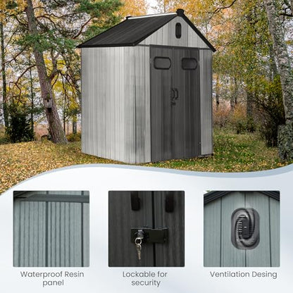 Domi 6x4 FT Resin Outdoor Storage Shed (6x4FT)