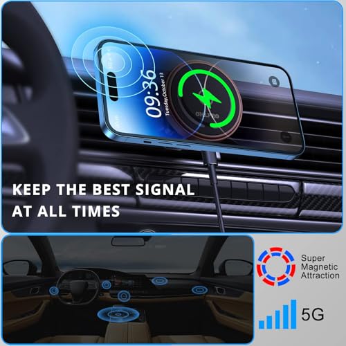 for MagSafe Car Mount Charger iPhone Wireless Car Charger (15W Red)