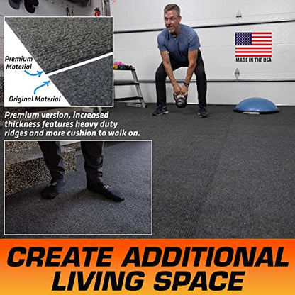 Premium Garage Floor Mat (19’ x 3’9”, Set of 2 (COMBINED SIZE: 19’ x 7’6”) / Charcoal)