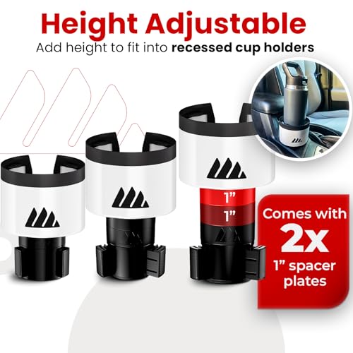 Ultimate Car Cup Holder Expander with Adjustable Base (White / 1pack)