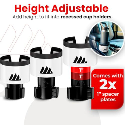 Ultimate Car Cup Holder Expander with Adjustable Base (White / 1pack)