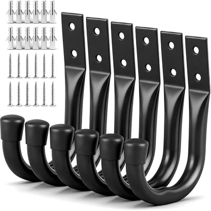 Heavy Duty Garage Storage Hooks (6-Piece Black)