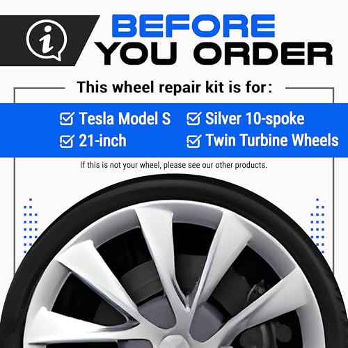Premium Tesla Wheel Curb Rash Repair Kit for Model S 21 (Tesla Model S / 21" Silver Twin Turbine)
