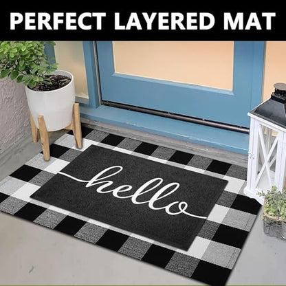 Door Mat 3 Pack Outside Inside Hello Doormat 30"x17.5" Durable Floor Mat Non Slip Rug Ultra Absorb Mud Easy Clean Front Doormat for Garage (2'6" x 1'6" / 3pack Hello)