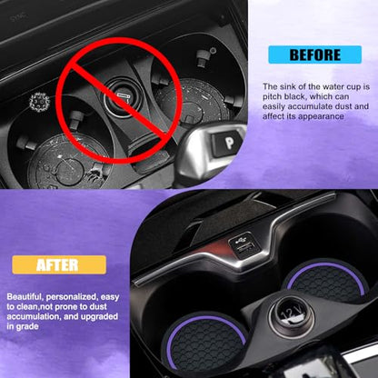 4PCS Car Cup Holder Coasters (Black/Purple)