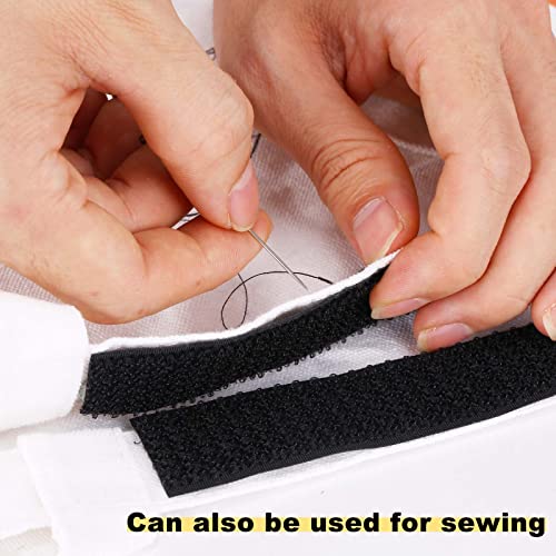 1"x16ft Hook and Loop Straps with 25 Metal Buckles (1in x 16ft Black)