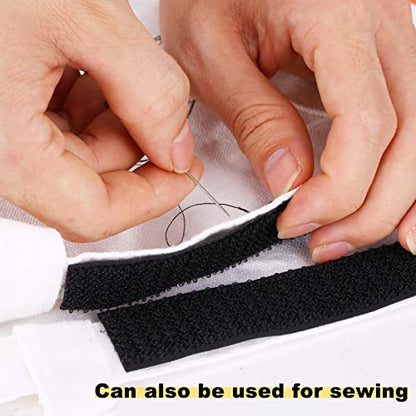 1"x16ft Hook and Loop Straps with 25 Metal Buckles (1in x 16ft Black)