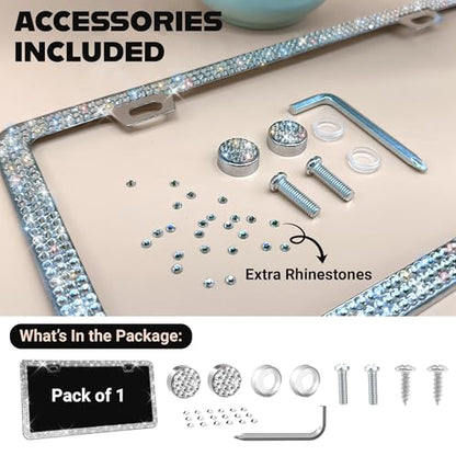Sparkly Bling License Plate Frame for Women (1 Piece)