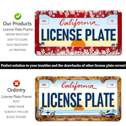 Red Christmas Ice Snowflake License Plate Frames (Red Christmas Ice Snowflake)