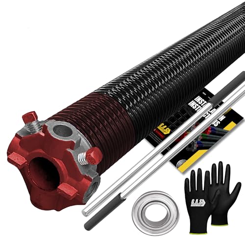 Garage Door Torsion Spring 234x1.75x35 Includes 1” Steel Bearing (234x1.75x35 / Red Cone (Left Side))