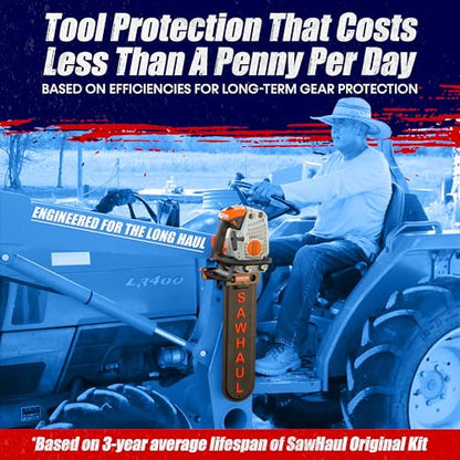 GearHaul SawHaul Fixed Universal Tractor Chainsaw Carrier (Fixed - Tractors / 20 Inch Scabbard / Green)