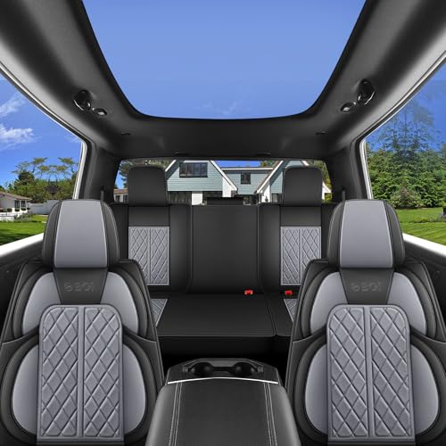 Car Seat Cover Custom Fit for Dodge Ram 1500 2500 3500 2002 (Black & Grey / Full Set (Flat Rear))