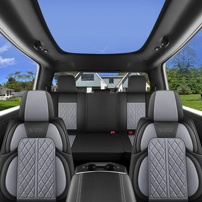 Car Seat Cover Custom Fit for Dodge Ram 1500 2500 3500 2002 (Black & Grey / Full Set (Flat Rear))