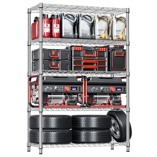5 Tier Heavy Duty Metal Storage Shelving Unit (5 Tier, 17.7" D x 47.2" W x 72.3" H / Chrome)