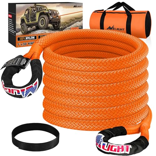 Kinetic Recovery Rope 33000 LBS 1" x 30ft Snatch Strap Heavy Duty Offroad Towing Starp Kit Vehicle Recovery kit for UTV ATV SUV Truck Car Jeep Tractor (1in x 30ft Rope / Straps)