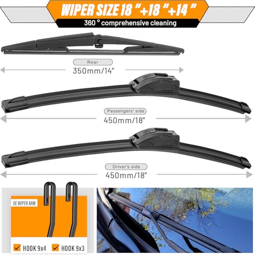Windshield Wiper Blade Replacement for Jeep Commander 2006 (18"+18"+14")