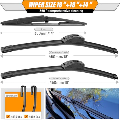 Windshield Wiper Blade Replacement for Jeep Commander 2006 (18"+18"+14")