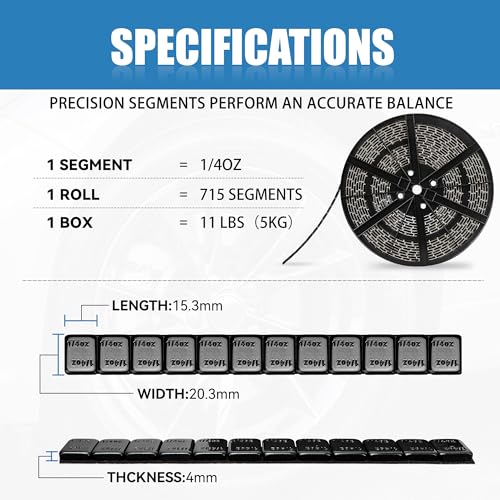1 4 oz Stick On Wheel Weights 715pcs 5kg Bulk Pack Low Profile Black (Black / 0.25oz-715PCS(Roll))