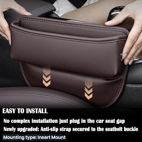 Car Seat Gap Filler 2 Pack Car Gap Filler Seat Organizer Front Seat Leather Car Accessories (Brown，1 Pack)