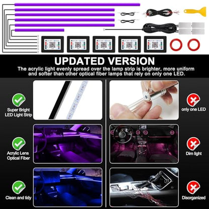 Acrylic Interior Car LED Strip Light with Wireless APP (RGB Color 10 in 1)