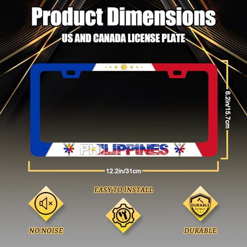 Philippine Flag License Plate Frame Philippines License Holder with 2 Holes (Flag Philippines)