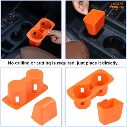 Center Console Cup Holder Insert Kit Compatible with Ford Maverick 2022+ (Orange(Kit))