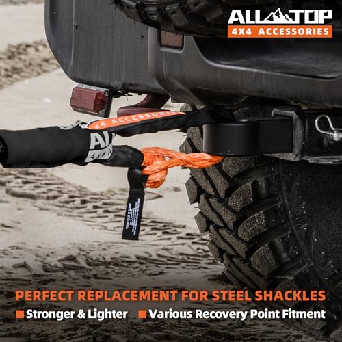 Synthetic Soft Shackle & Recovery Ring Kit (1/2" x 22" Shackles+ Black Ring)