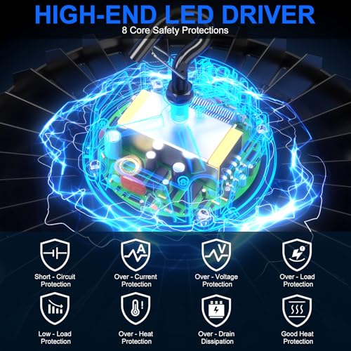 10 Pack 500W LED High Bay Light 70000LM ETL Listed Industrial Grade UFO Light Dimmable IP65 Waterproof 5000K Commercial Bay Lighting for Warehouse Garage Factory 110V 120V (Black)
