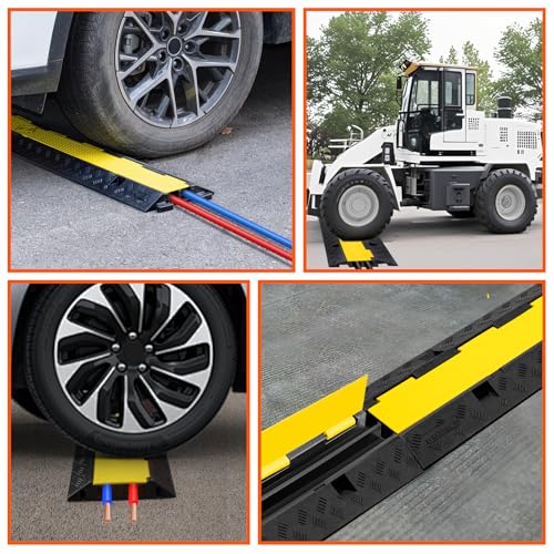 3 Pack 2 Channel Cable Protector Ramp Traffic Wire and Hose Ramp Cord Cover Heavy Duty Channels 18 (2 Channel 3 Pack)
