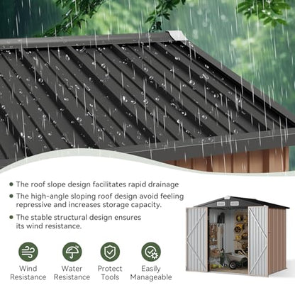 6.2x4 FT Shed Outdoor Storage Shed (Brown / 6'x4')
