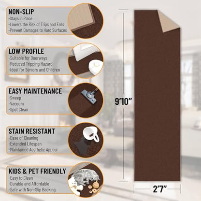3x10 Hallway Runner Rug (Solid Brown)