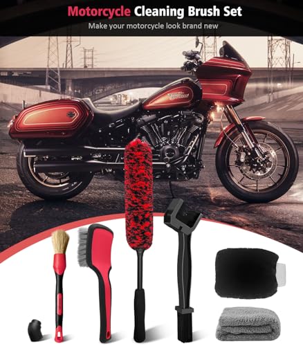 6PCS Motorcycle Cleaning Kit (6 Pack / Black&Red)