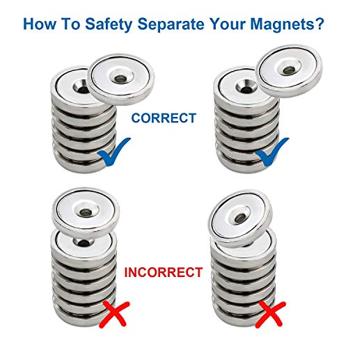 Strong Magnets Heavy Duty Screw On Neodymium 60LBS Magnet 12 Pack (Silver / 0.98in)