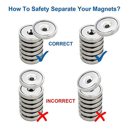 Strong Magnets Heavy Duty Screw On Neodymium 60LBS Magnet 12 Pack (Silver / 0.98in)