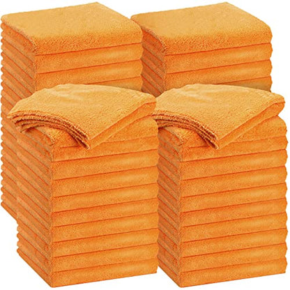30 Pcs 16 x 16 Inch Edgeless Microfiber Plush Towels for Cars Detailing Drying Wash Polishing Absorbent Cleaning Cloths (Orange / 16 x 16 Inch)