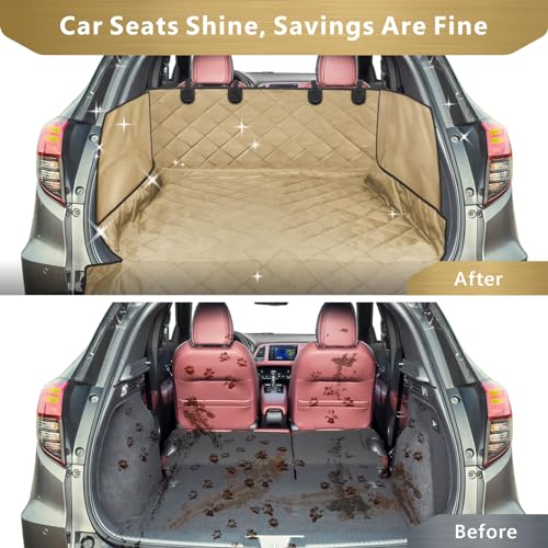 SUV Cargo Liner for Dogs (Khaki / Large Extended (With Flaps) 93")