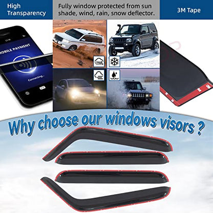 4pcs Window Visors Rain Guards for 2007 (for 2007-2018 Jeep Wrangle)