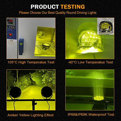 5Inch Round Offroad Lights LED Amber Fog Lights Driving Light Bar (Amber Driving Lights / 5Inch)