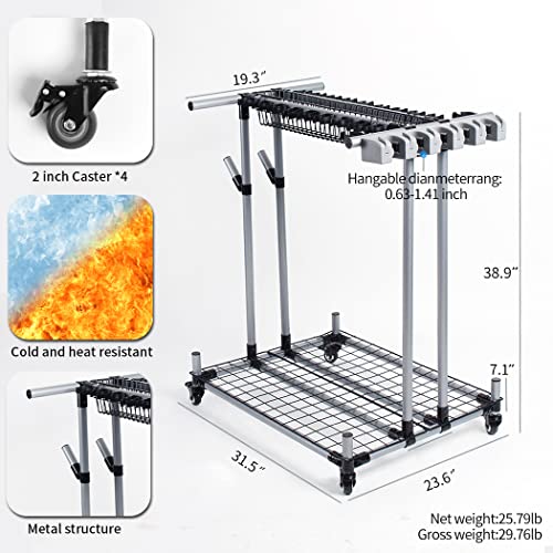 Heavy duty garden tool organizer garage storage holder storage large long farming tools lawn tool metal rack shovel and rake organizer