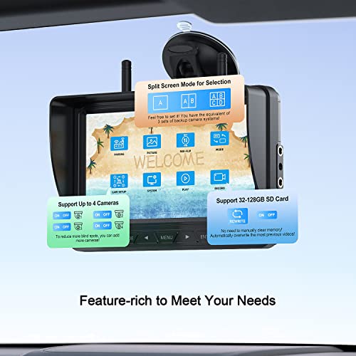 HD 1080P 7" Wireless 3 Backup Camera System for Furrion Pre (7" 3-Cam)