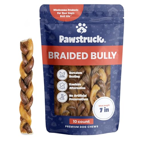 Natural 7” Braided Bully Sticks for Dogs (7" / 10 Count (Pack of 1))