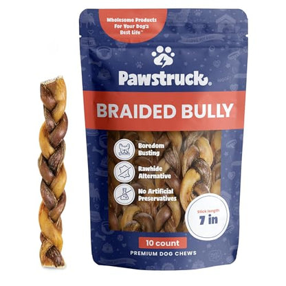 Natural 7” Braided Bully Sticks for Dogs (7" / 10 Count (Pack of 1))