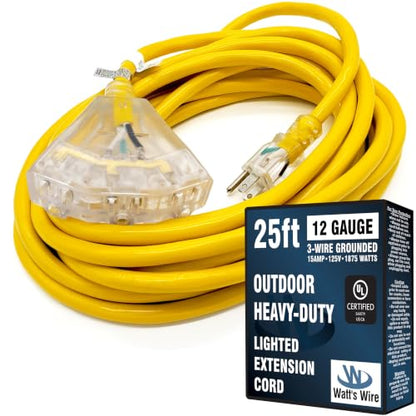 25 ft Outdoor Extension Cord (Yellow / 25 Ft)