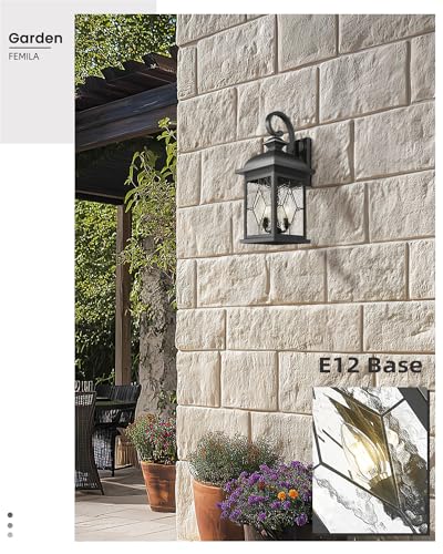 3 Light Outdoor Wall Light (Matte Black, Lozenge Pattern / 26", Single Unit)