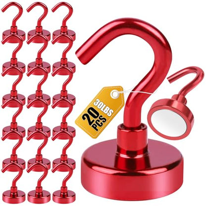 Magnetic Hooks 20pcs 30lbs Cruise Essentials 2026 Magnet Hook Red (Red / 0.63in)
